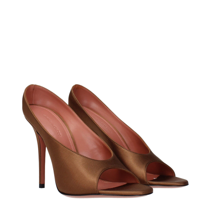 Brown Satin High Heel Pumps