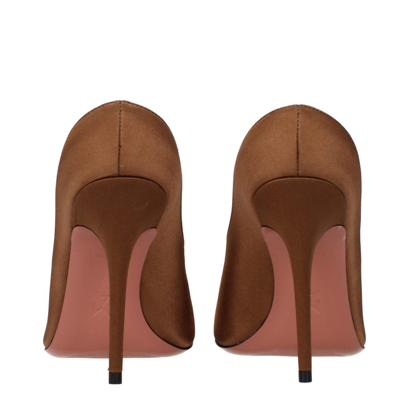 Brown Satin High Heel Pumps