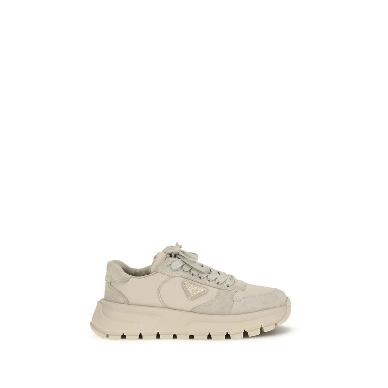 Beige Calf Leather Bos Taurus Athletic Sneakers