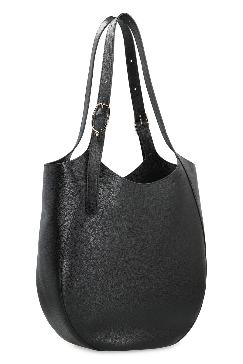 Longchamp Le Foulonné Shoulder Bag — Black Cowhide