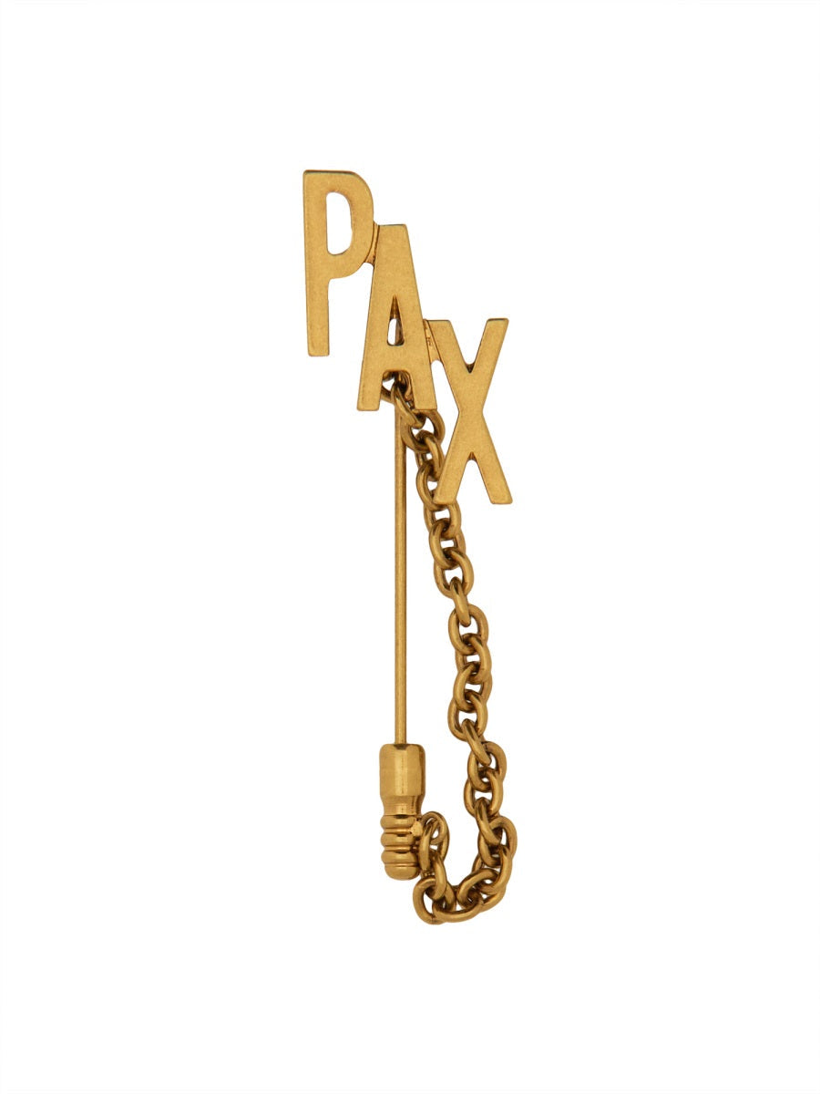 Moschino Chain-Link Brass Brooch — Gold Brooches & Pins