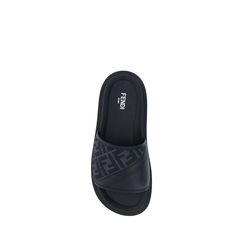Gray Fabric Flat Sandals
