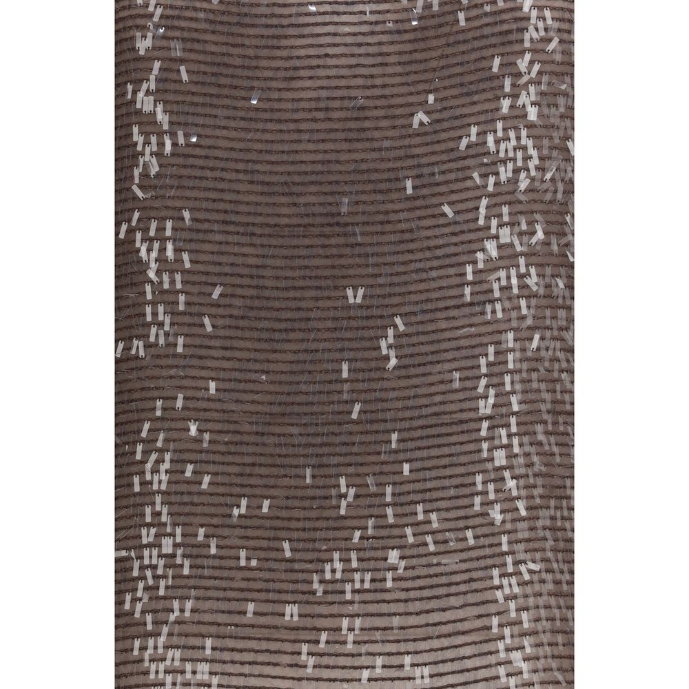 Brown Silk Sleeveles T-Shirt
