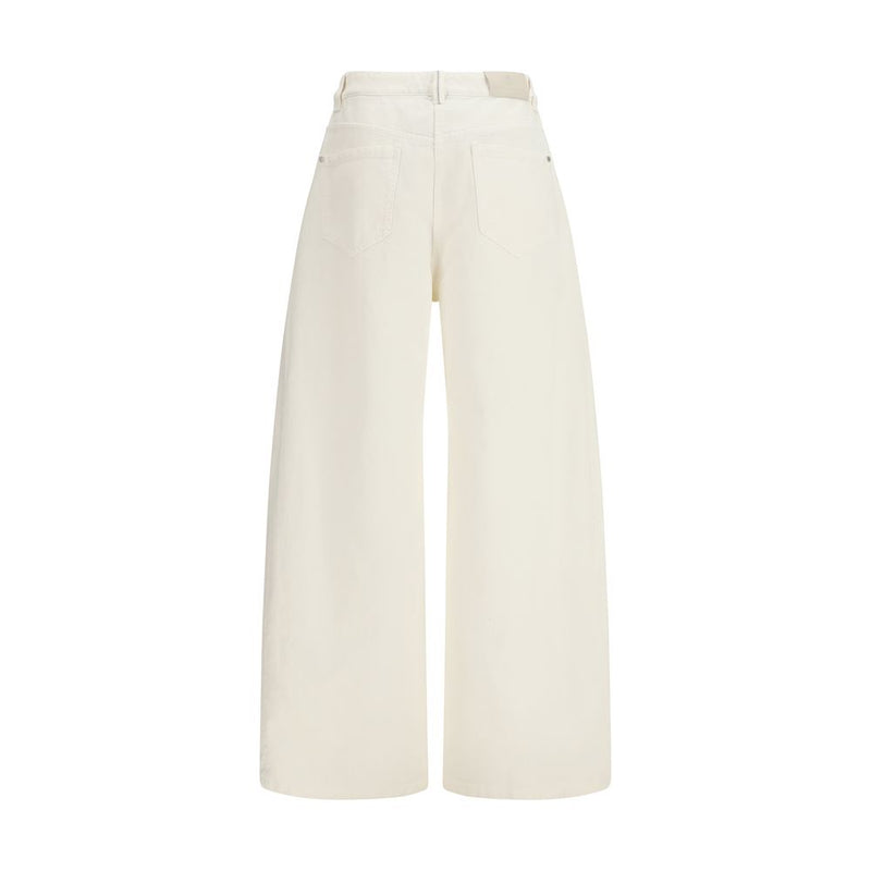 Beige Cotton Casual Pants