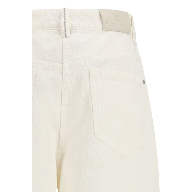 Beige Cotton Casual Pants