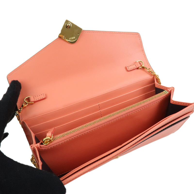 Fendi Ff Diamonds Continental Chain Leather Pink Bag