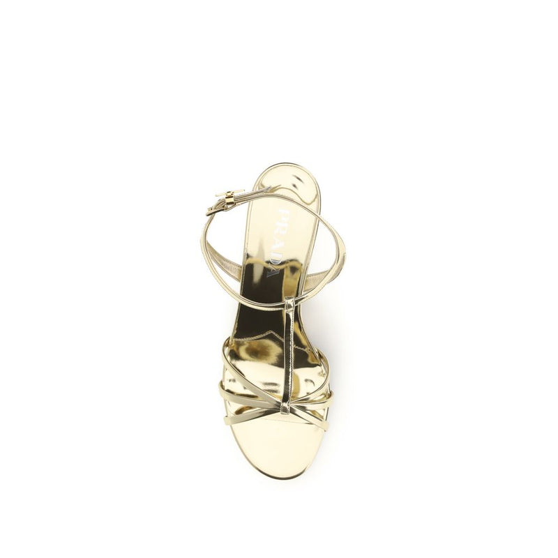 Gold Calf Leather Bos Taurus Wedge Sandals