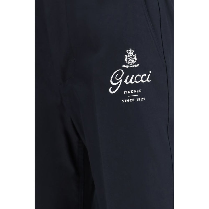 Blue Cotton Casual Pants