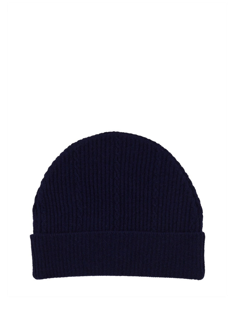 Etro Waqa0016_av393b0310 Logo-Knit Wool Blend Beanie — Blue Beanies