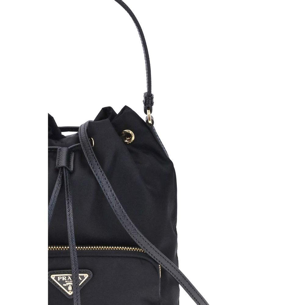 Black Recycled Polyamide Backet Bag