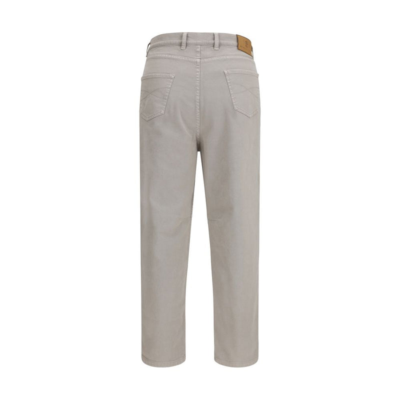 Beige Cotton Casual Pants