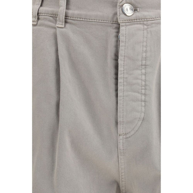 Beige Cotton Casual Pants