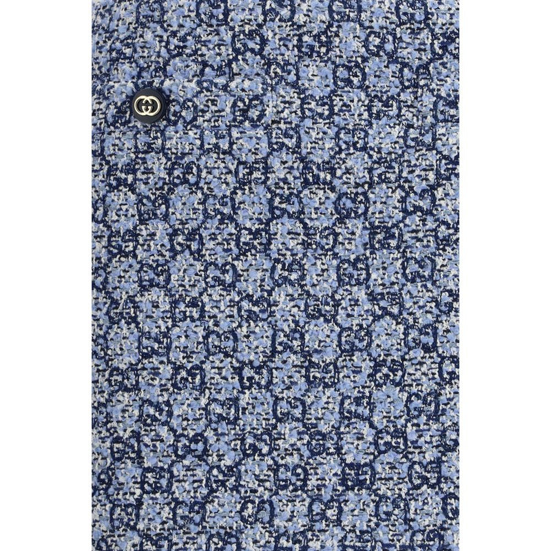 Blue Cotton Mini Skirt