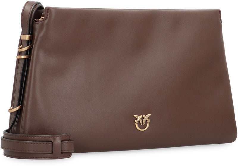 Pinko Calf Leather Crossbody Bag — Brown