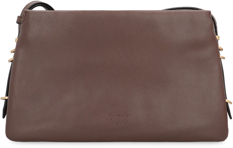 Pinko Calf Leather Crossbody Bag — Brown