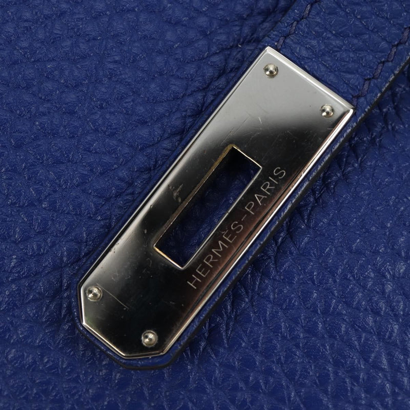 Hermes Birkin Blue Clemence With Palladium Hardware Leather Bag