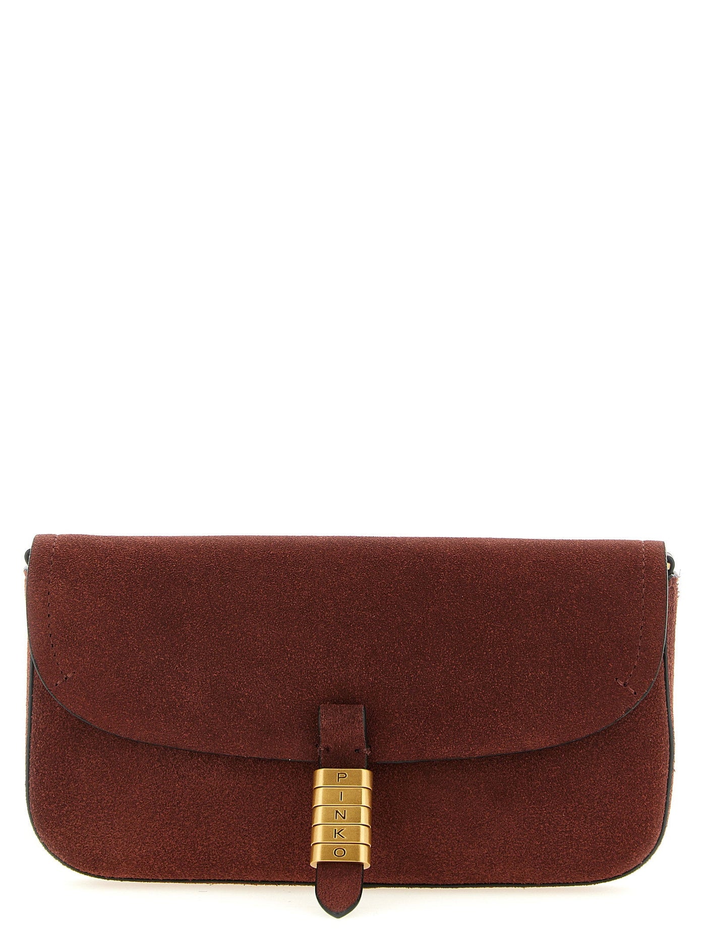 Pinko Saddle Flat Shoulder Bag — Burgundy