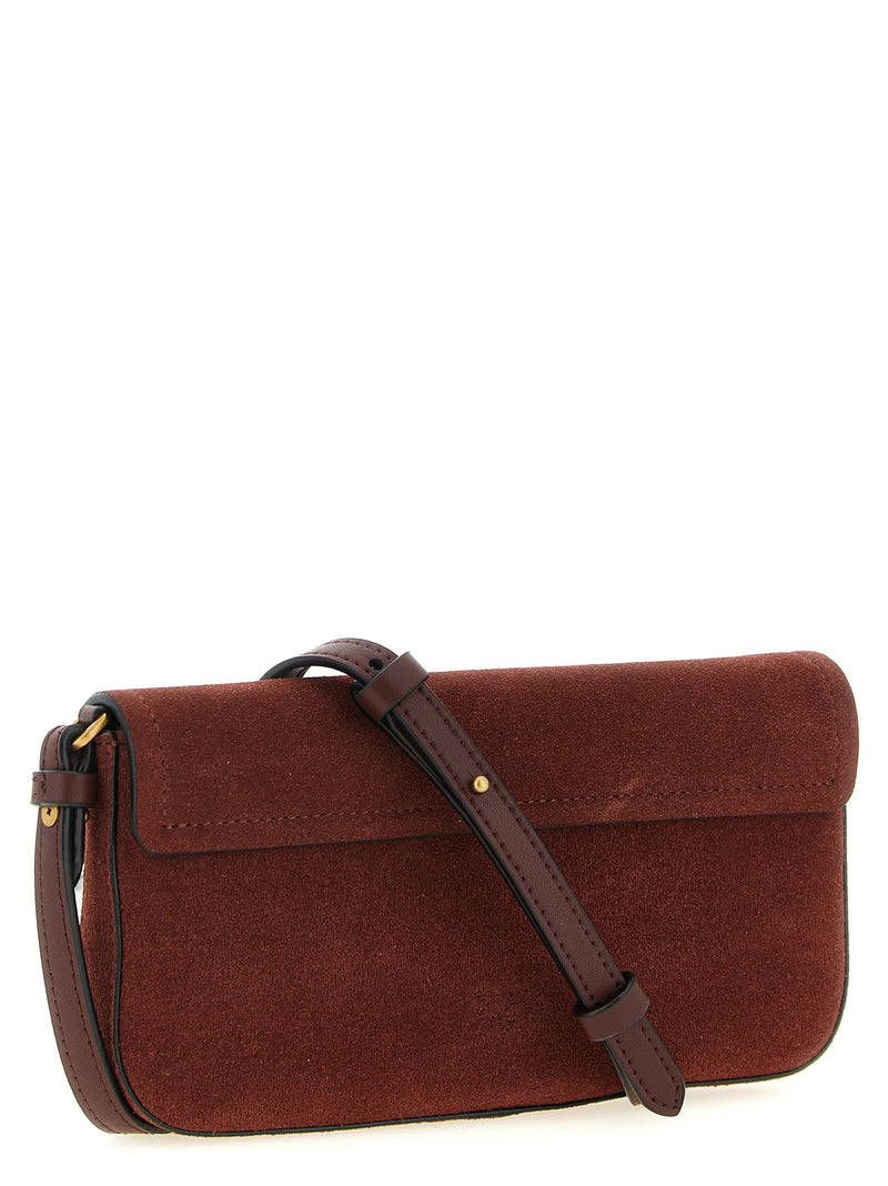Pinko Saddle Flat Shoulder Bag — Burgundy