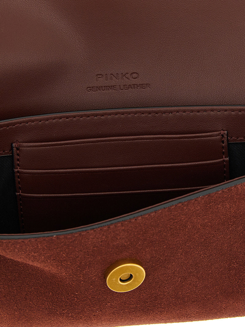 Pinko Saddle Flat Shoulder Bag — Burgundy