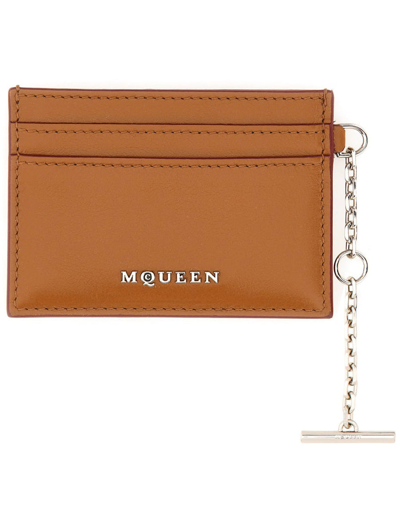 Alexander Mcqueen Leather Card Case — Buff Main: Wallets & Purses