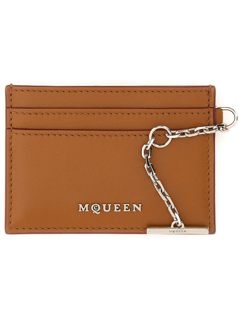 Alexander Mcqueen Leather Card Case — Buff Main: Wallets & Purses