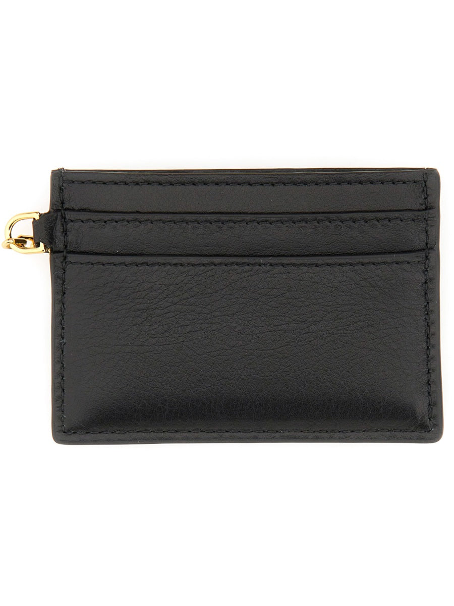 Alexander Mcqueen Leather Sling Card Case — Black Main: Wallets & Purses