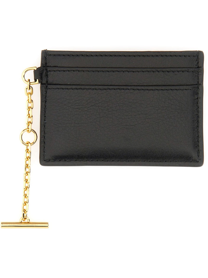 Alexander Mcqueen Leather Sling Card Case — Black Main: Wallets & Purses
