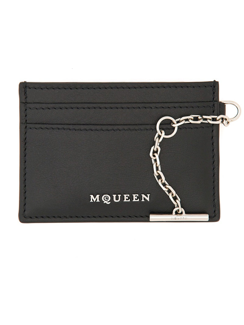 Alexander Mcqueen Leather Card Holder — Black Main: Wallets & Purses