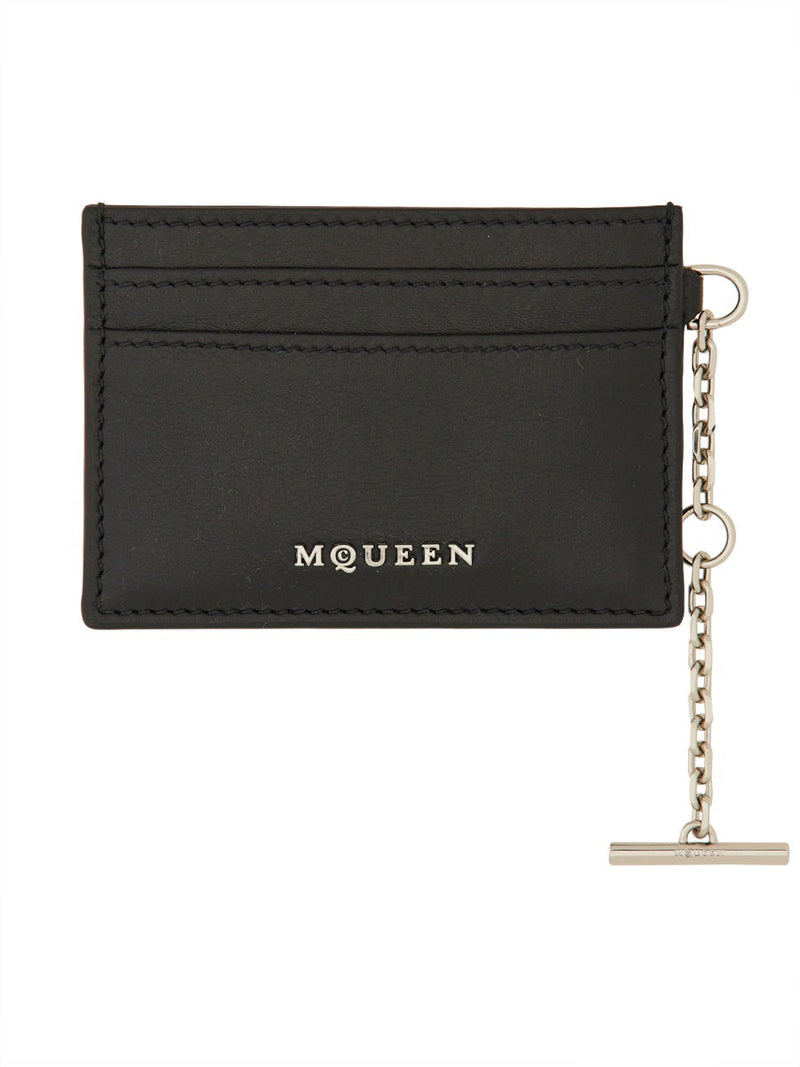 Alexander Mcqueen Leather Card Holder — Black Main: Wallets & Purses