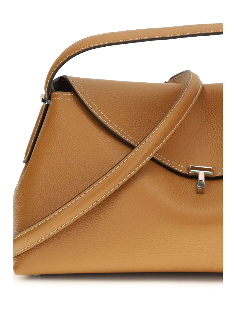 Toteme T-Lock Shoulder Bag — Tan Calf Leather