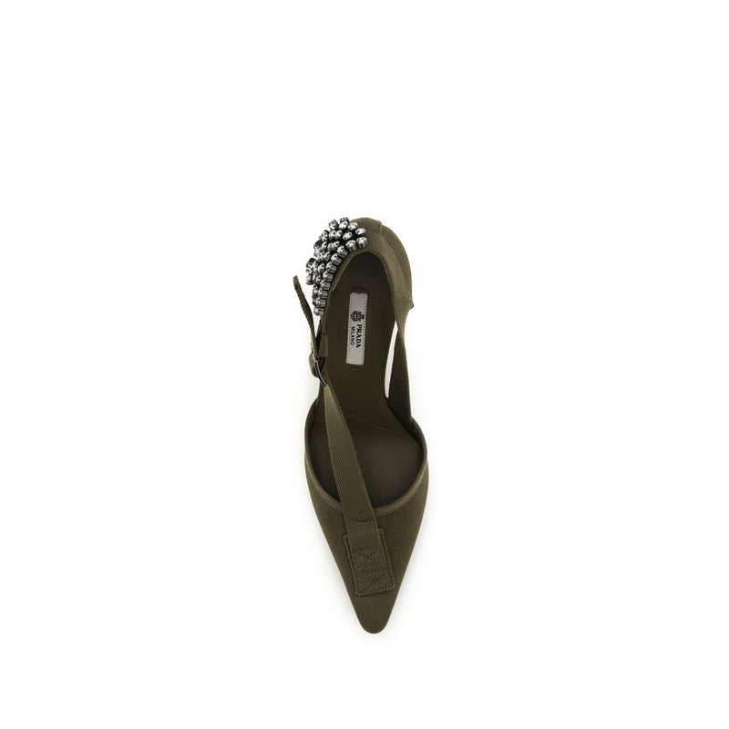 Bicolor Cotton High Heel Pumps