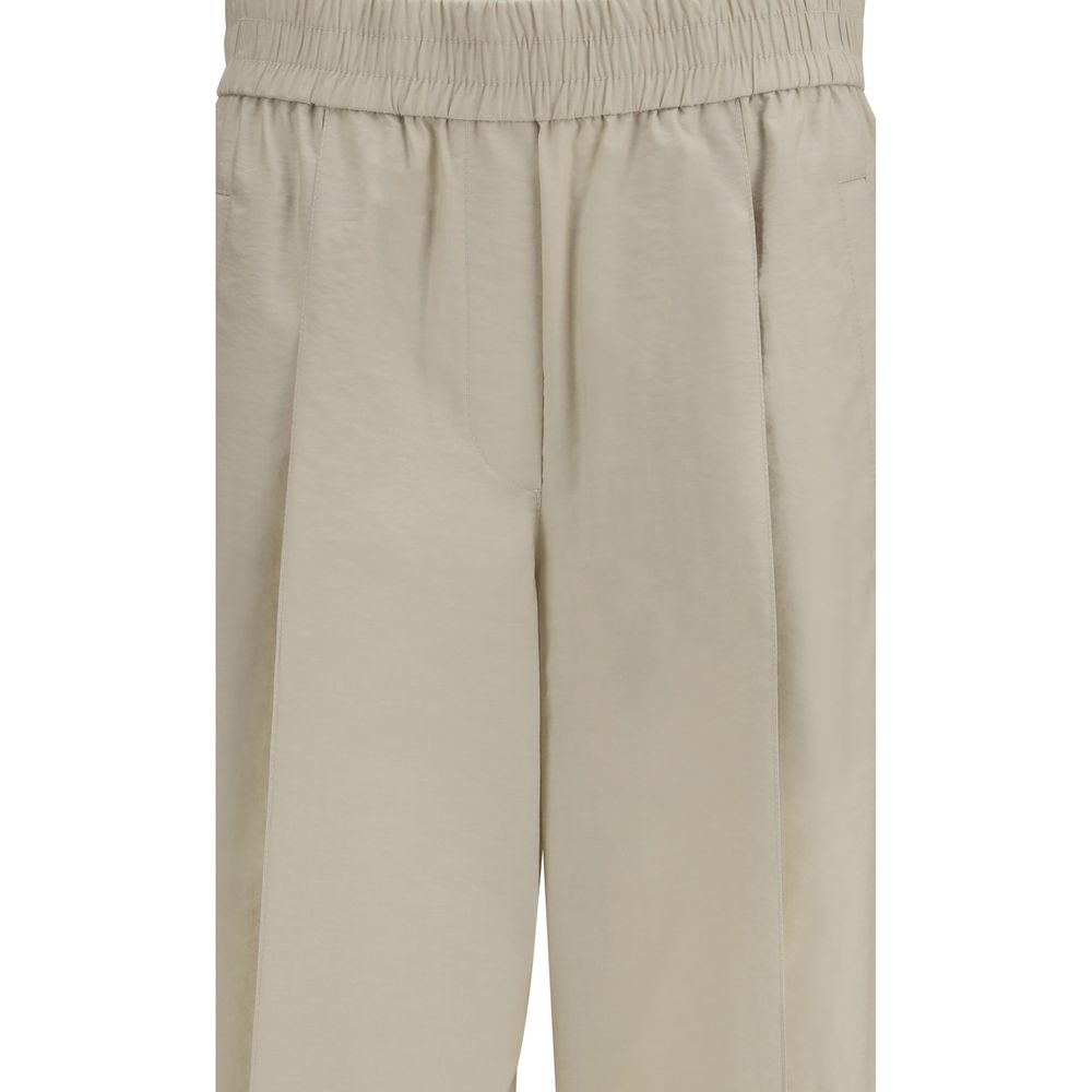 Beige Cotton Casual Pants