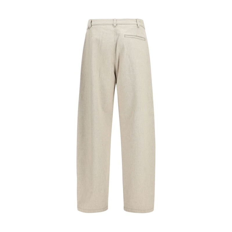 Beige Cotton Casual Pants