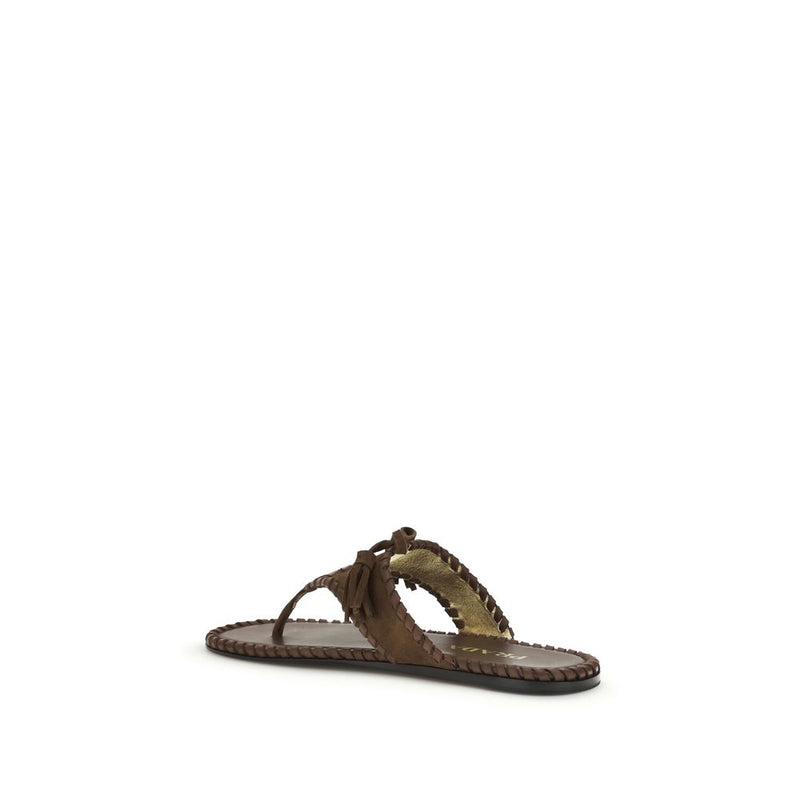 Brown Calf Leather Bos Taurus Flat Sandals