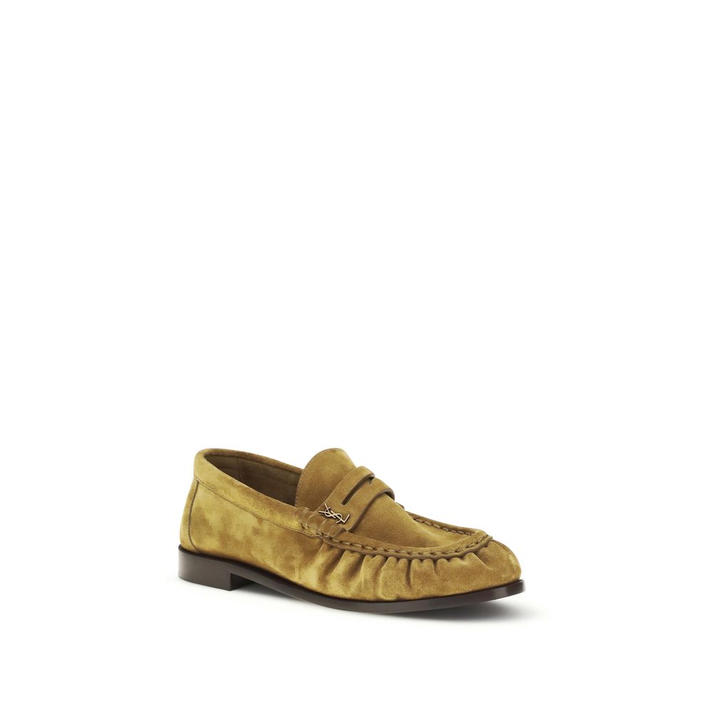 Beige Calf Leather Bos Taurus Slip-On Loafers