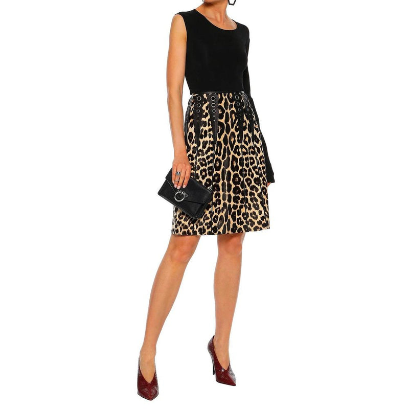 Brown Leather Midi Skirt