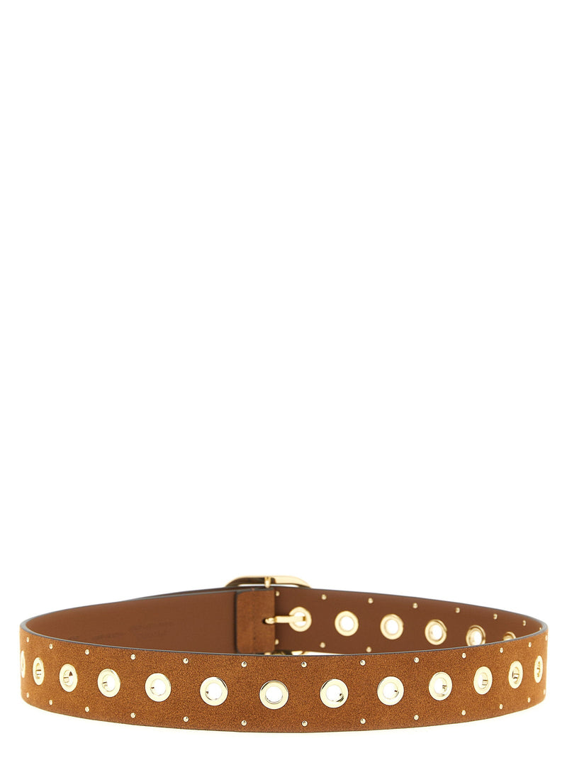 Pinko Studded Suede Belt — Tan