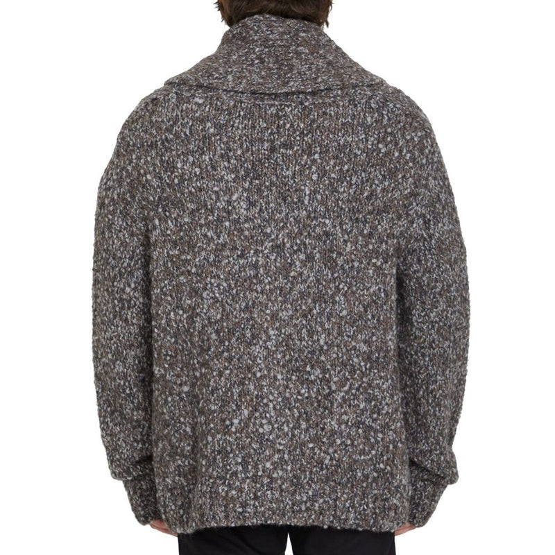 Gray Alpaca Leather Cardigan