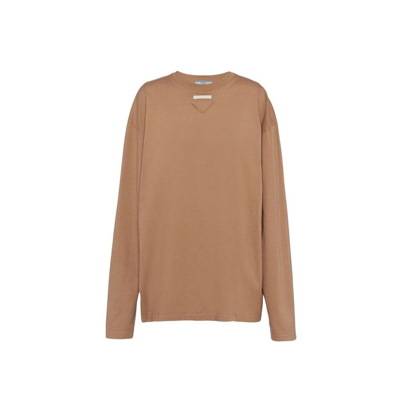 Brown Cotton Long Sleeve T-Shirt