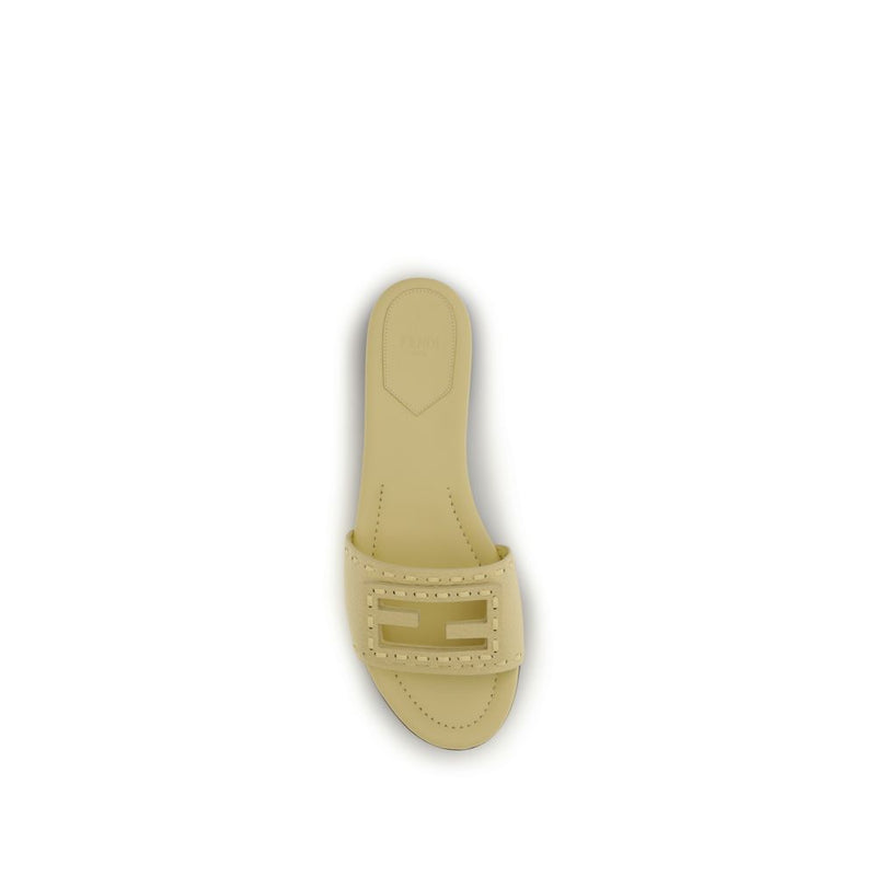Beige Calf Leather Bos Taurus Flat Sandals