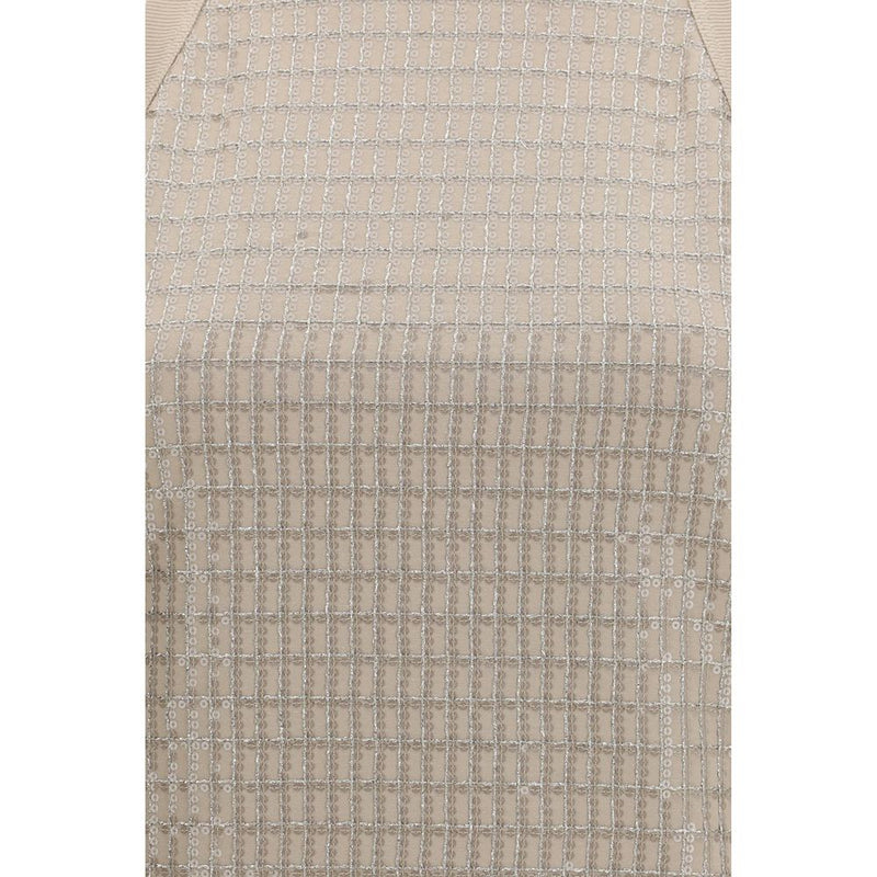 Beige Cotton Sleeveles T-Shirt