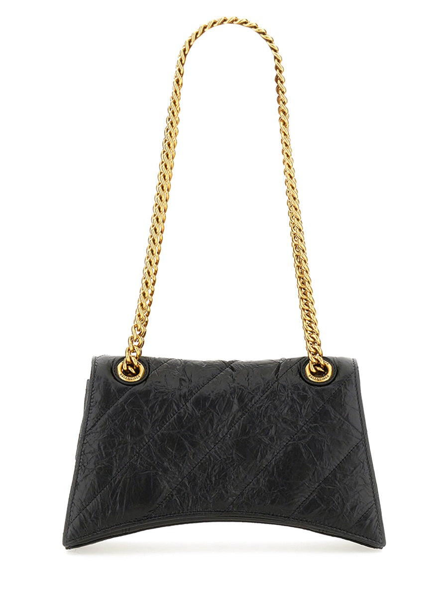 Balenciaga Crush Shoulder Bag — Black Leather