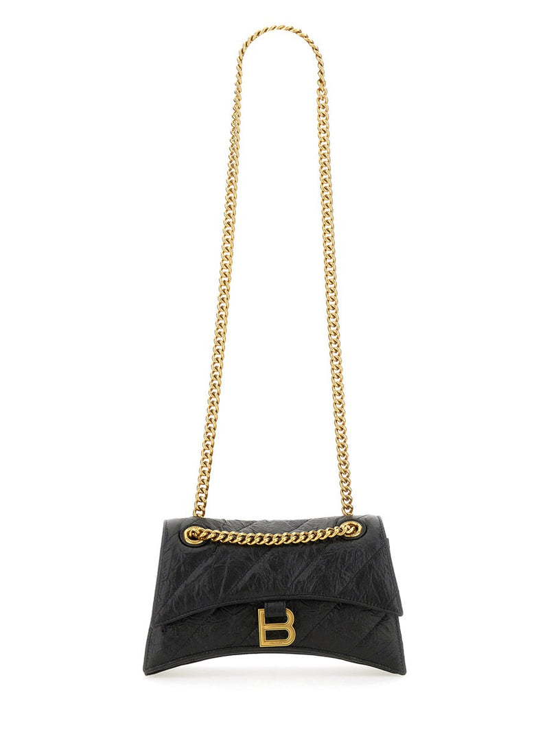 Balenciaga Crush Shoulder Bag — Black Leather