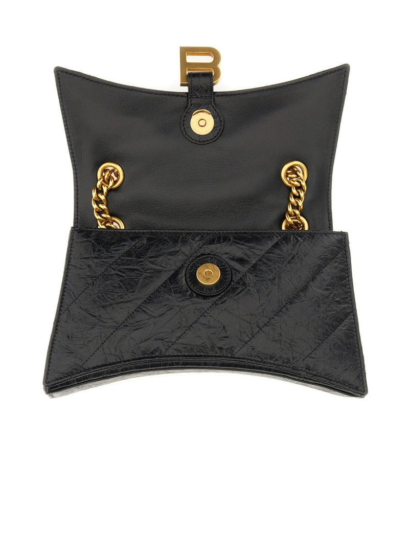 Balenciaga Crush Shoulder Bag — Black Leather