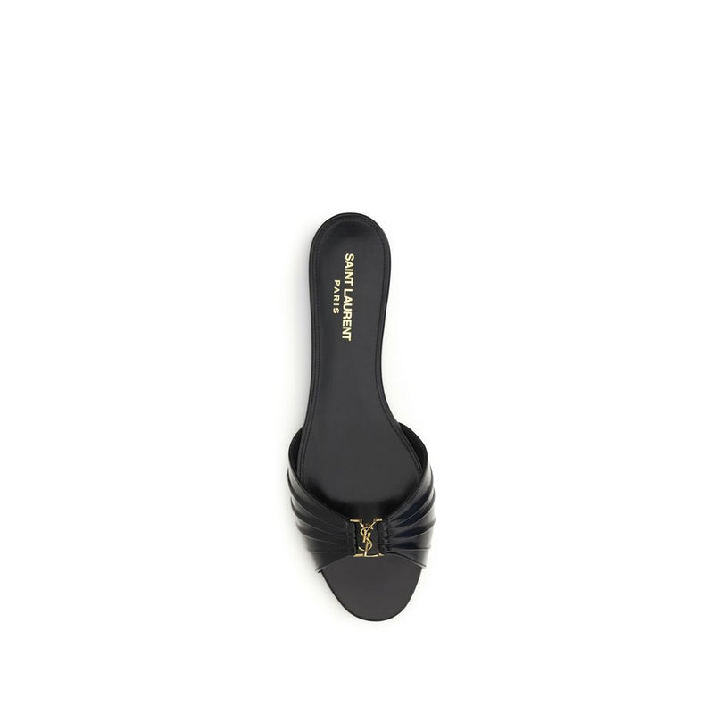 Black Calf Leather Bos Taurus Flat Sandals
