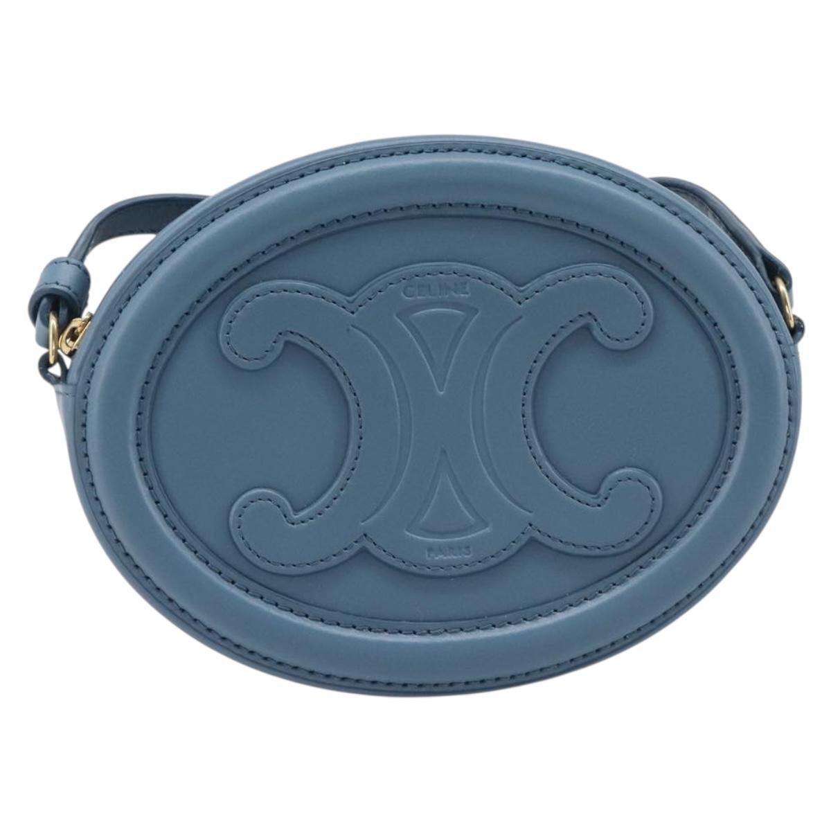 Celine Triomphe Oval Leather Blue Bag