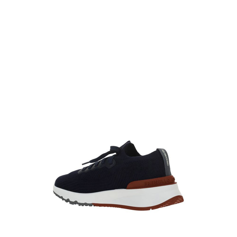 Blue Cotton Low Top Sneakers