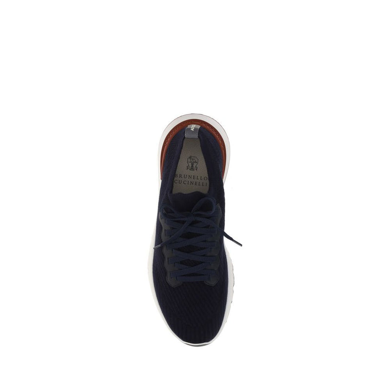 Blue Cotton Low Top Sneakers
