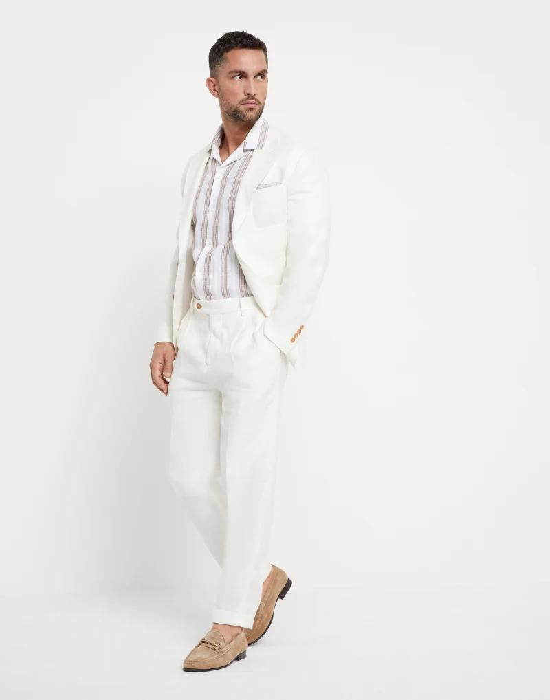 White Linen Pattern Shirt