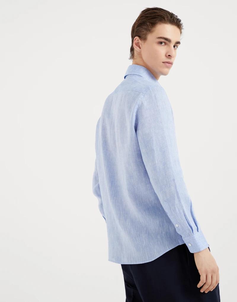 Blue Linen Dress Shirt